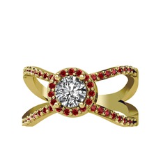 Pırlanta ve garnet 14 ayar altın yüzük (0.5 karat)