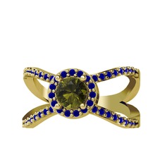 Aero Yüzük - Peridot ve lab safir 18 ayar altın yüzük #148jrdk