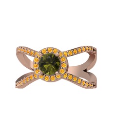 Aero Yüzük - Peridot ve sitrin 14 ayar rose altın yüzük #14mpril