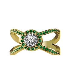 Aero Yüzük - Swarovski ve yeşil kuvars 925 ayar altın kaplama gümüş yüzük #14nhowd