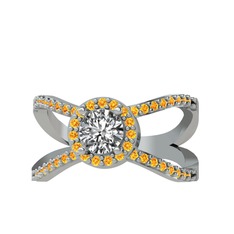 Aero Yüzük - Swarovski ve sitrin 18 ayar beyaz altın yüzük #14t9eye