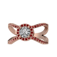 Aero Yüzük - Beyaz zirkon ve garnet 14 ayar rose altın yüzük #15nybyg