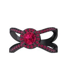 Rodolit garnet 925 ayar siyah rodyum kaplama gümüş yüzük