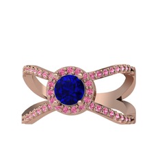 Aero Yüzük - Lab safir ve pembe kuvars 14 ayar rose altın yüzük #190cpqo