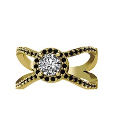 Aero Yüzük - Swarovski ve siyah zirkon 18 ayar altın yüzük #1dj595i