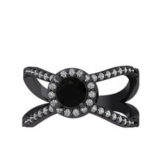 Aero Yüzük - Siyah zirkon ve swarovski 925 ayar siyah rodyum kaplama gümüş yüzük #1g1qew5