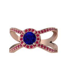 Aero Yüzük - Lab safir ve rodolit garnet 8 ayar rose altın yüzük #1lpb4so