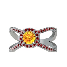 Aero Yüzük - Sitrin ve garnet 925 ayar gümüş yüzük #1mxkut8