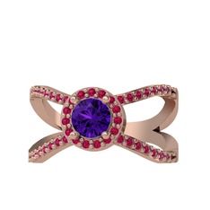 Aero Yüzük - Ametist ve rodolit garnet 8 ayar rose altın yüzük #1slc4rx