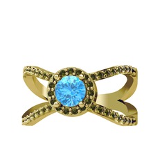 Aero Yüzük - Akuamarin ve peridot 18 ayar altın yüzük #1tdqhjq