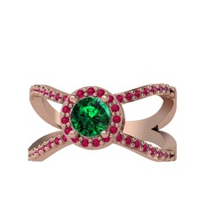 Yeşil kuvars ve rodolit garnet 8 ayar rose altın yüzük