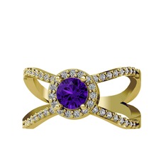 Aero Yüzük - Ametist ve swarovski 18 ayar altın yüzük #1x1d0yl