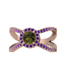 Aero Yüzük - Peridot ve ametist 18 ayar rose altın yüzük #1y5kuzd