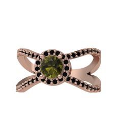 Aero Yüzük - Peridot ve siyah zirkon 925 ayar rose altın kaplama gümüş yüzük #2s6kn9