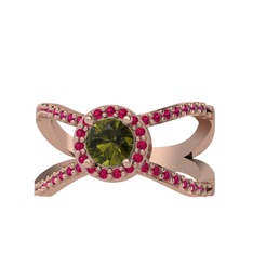 Aero Yüzük - Peridot ve rodolit garnet 14 ayar rose altın yüzük #35vnzr