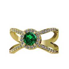 Yeşil kuvars ve pırlanta 8 ayar altın yüzük (0.4136 karat)