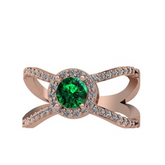 Aero Yüzük - Yeşil kuvars ve pırlanta 18 ayar rose altın yüzük (0.4136 karat) #9yjsl3