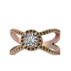 Swarovski ve peridot 8 ayar rose altın yüzük