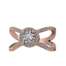 Aero Yüzük - Swarovski ve pırlanta 925 ayar rose altın kaplama gümüş yüzük (0.4136 karat) #dyjrz1