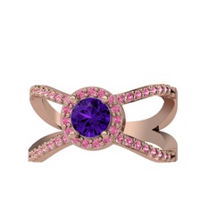 Aero Yüzük - Ametist ve pembe kuvars 8 ayar rose altın yüzük #gk9i0