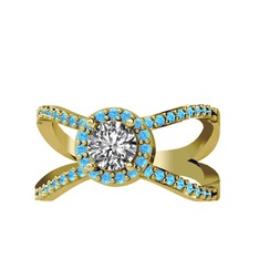 Aero Yüzük - Swarovski ve akuamarin 14 ayar altın yüzük #ke26wy