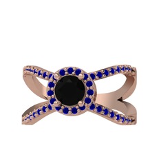 Aero Yüzük - Siyah zirkon ve lab safir 14 ayar rose altın yüzük #lim2qp