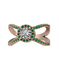 Aero Yüzük - Swarovski ve yeşil kuvars 925 ayar rose altın kaplama gümüş yüzük #lxy2mg