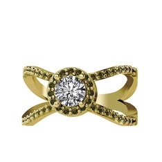 Aero Yüzük - Swarovski ve peridot 14 ayar altın yüzük #oe8ph3