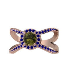 Aero Yüzük - Peridot ve lab safir 18 ayar rose altın yüzük #p583iw