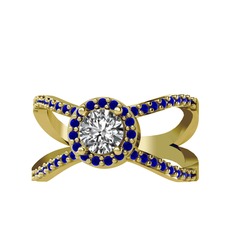Aero Yüzük - Swarovski ve lab safir 18 ayar altın yüzük #pi0i3n