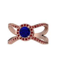 Aero Yüzük - Lab safir ve garnet 925 ayar rose altın kaplama gümüş yüzük #ptnxmx