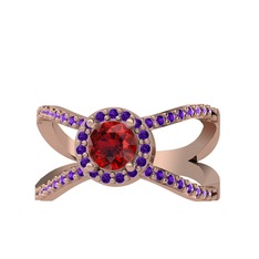 Aero Yüzük - Garnet ve ametist 18 ayar rose altın yüzük #qdq3va