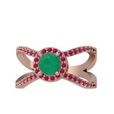 Aero Yüzük - Kök zümrüt ve rodolit garnet 14 ayar rose altın yüzük #uhel3x