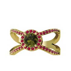 Aero Yüzük - Peridot ve rodolit garnet 8 ayar altın yüzük #upfu2f