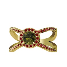 Aero Yüzük - Peridot ve garnet 18 ayar altın yüzük #uv8zlf