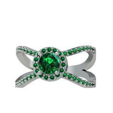 Yeşil kuvars 8 ayar beyaz altın yüzük