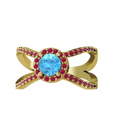 Aero Yüzük - Akuamarin ve rodolit garnet 925 ayar altın kaplama gümüş yüzük #w4nsgu