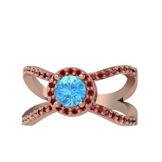 Aero Yüzük - Akuamarin ve garnet 8 ayar rose altın yüzük #yfwn1l