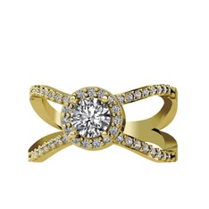 Beyaz zirkon ve swarovski 8 ayar altın yüzük