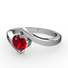 Garnet 18 ayar beyaz altın yüzük