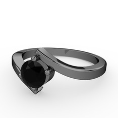 Alena Tektaş Yüzük - Siyah zirkon 925 ayar siyah rodyum kaplama gümüş yüzük #d7i6vl