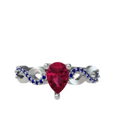 Fern Sonsuzluk Yüzük - Rodolit garnet ve lab safir 18 ayar beyaz altın yüzük #100zx1t