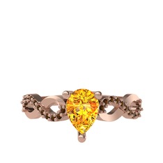 Fern Sonsuzluk Yüzük - Sitrin ve dumanlı kuvars 18 ayar rose altın yüzük #10nqvyg