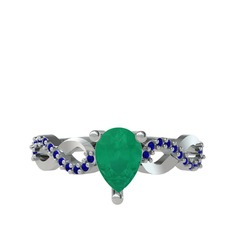 Fern Sonsuzluk Yüzük - Kök zümrüt ve lab safir 925 ayar gümüş yüzük #10uebz3