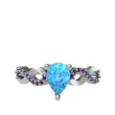 Fern Sonsuzluk Yüzük - Akuamarin ve ametist 925 ayar gümüş yüzük #10z6xwt