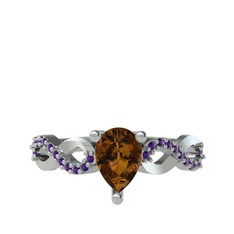 Fern Sonsuzluk Yüzük - Dumanlı kuvars ve ametist 925 ayar gümüş yüzük #11cgffi