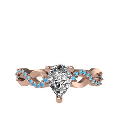 Fern Sonsuzluk Yüzük - Swarovski ve akuamarin 8 ayar rose altın yüzük #11gcdog