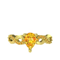 Fern Sonsuzluk Yüzük - Sitrin 925 ayar altın kaplama gümüş yüzük #124byqg