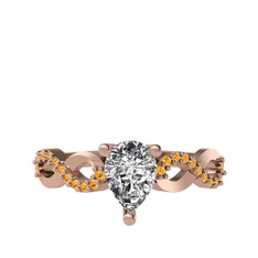 Fern Sonsuzluk Yüzük - Swarovski ve sitrin 925 ayar rose altın kaplama gümüş yüzük #12gt6xl