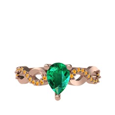 Fern Sonsuzluk Yüzük - Yeşil kuvars ve sitrin 18 ayar rose altın yüzük #137suu